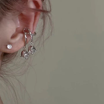 DAIIIBABYYY  -   Lily of the Valley Flower Drop Ear Cuff Earrings Clips for Women Floral No-piercing Korean Fashion Earring Jewelry